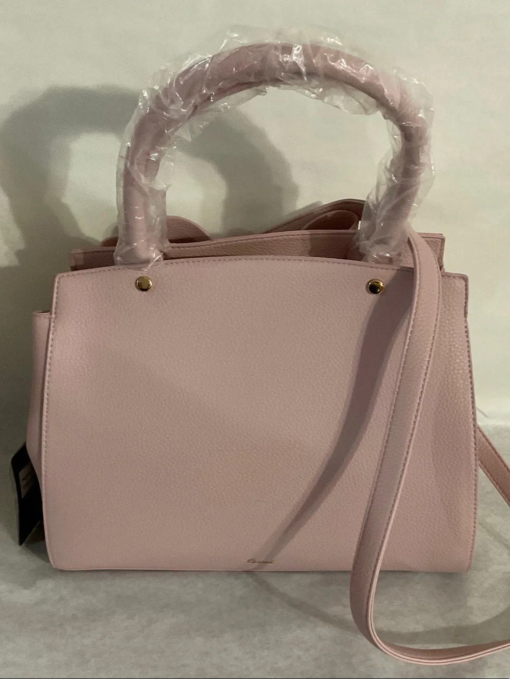 Elegant Pink Bow Satchel with Gold Accent